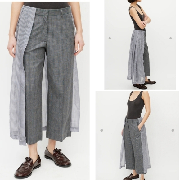 Dries Van Noten Pants - NWT Dries Van Noten Plaid Wool Trousers W/ Cotton Skirting Avante Guard 36 US 4